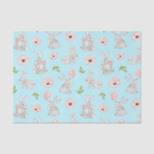 Niedliche Osterbäume und Frühlingsblumen Blau Seidenpapier