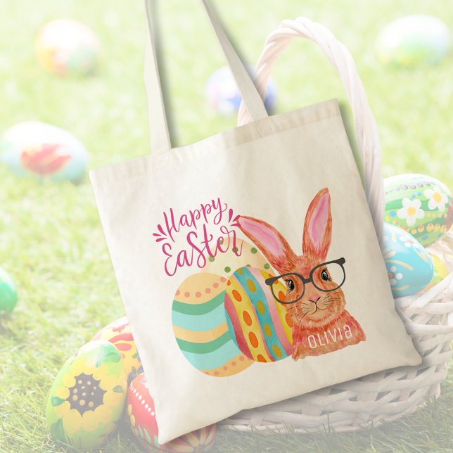 Niedliche Osterblichkeit Bunny Egg Kinder Ostern Tragetasche (Cute Colorful Easter Bunny Eggs Kids Easter Tote Bag)