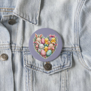 Niedliche Osterbünen und Pastelkerne Button