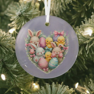 Niedliche Osterbünen und Pastelkerne Ornament Aus Glas