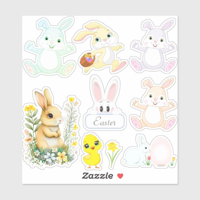 Niedliche OsterBunnies Aufkleber (Blatt)