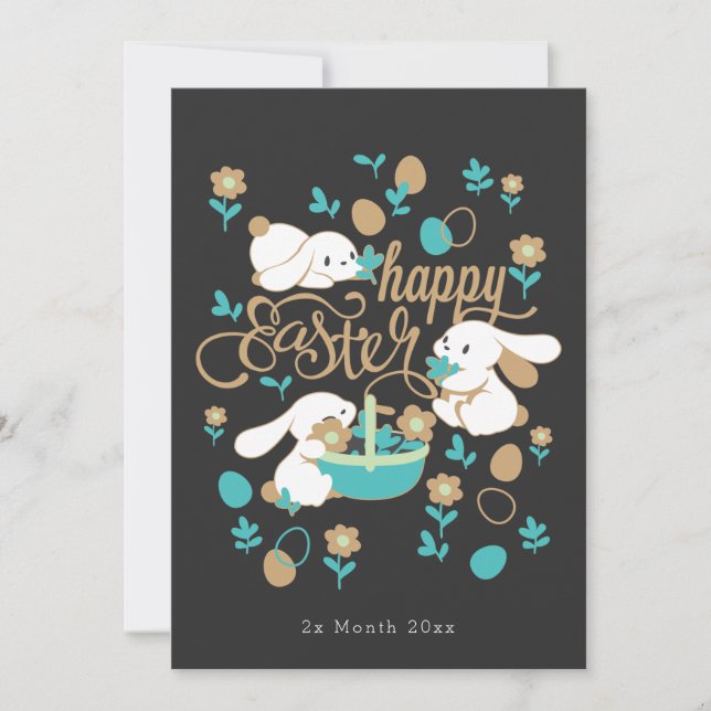 Niedliche OsterBunnies Feiertagskarte (Vorderseite)