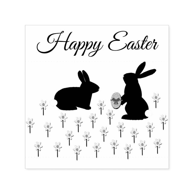 Niedliche OsterBunnies und Affodien kundenspezifis Permastempel (Design)