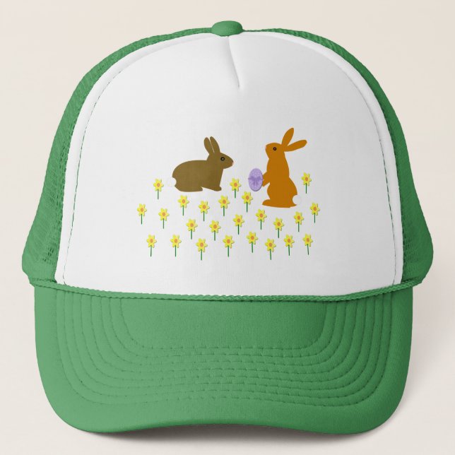 Niedliche OsterBunnies und Daffodils Truckerkappe (Vorderseite)