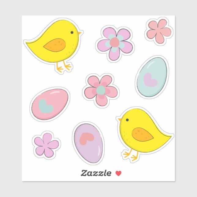 Niedliche Ostereier Blume Pastete Frühling Set Aufkleber (Blatt)