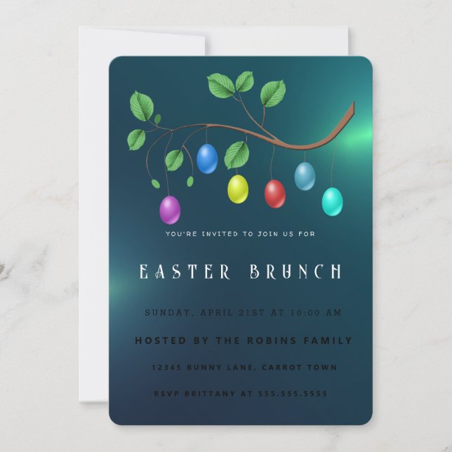 Niedliche Ostereier Einladung (Vorderseite)