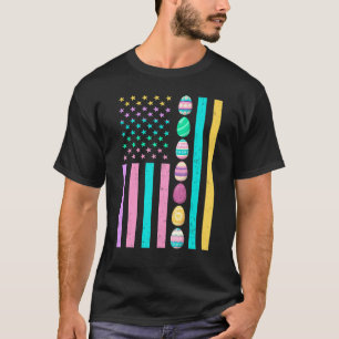 Niedliche Ostereier Rabbit Us Flag Ei Jagd Hase T-Shirt