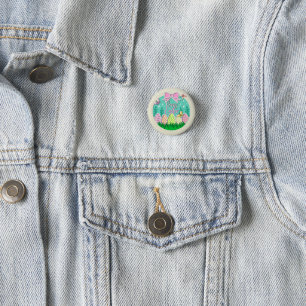 Niedliche Ostereierjagd und farbenfrohe Schmetterl Button