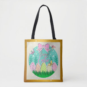 Niedliche Ostereierjagd und farbenfrohe Schmetterl Tasche