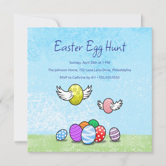 Niedliche Ostereijagd Einladung (Vorderseite)