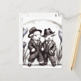 Niedliche Osterhämmer im Anzug Postkarte