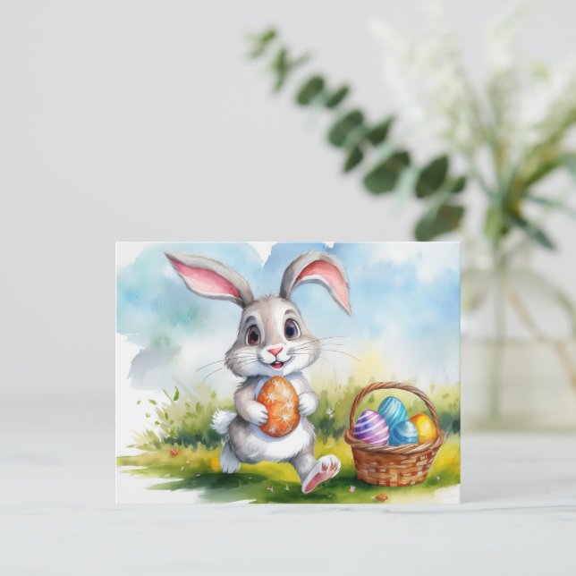 Niedliche Osterhase Postkarte (Stehend Vorderseite)
