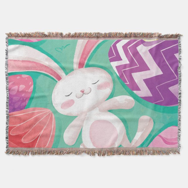 Niedliche OsterhaseWatercolor| Throw-Decke Decke (Vorderseite)