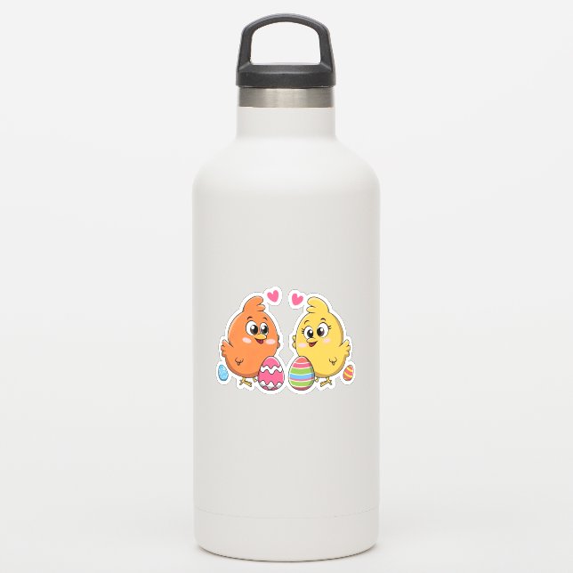 Niedliche Osterhühner Aufkleber (Wassserflasche)