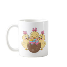 Niedliche Osterhühner mit Ei