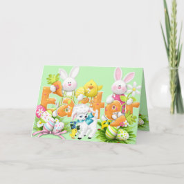 Niedliche Osterkarte mit Bunnen Karte