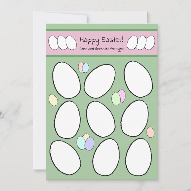 Niedliche Osterkarte Ostereier-Färbung (Vorderseite)