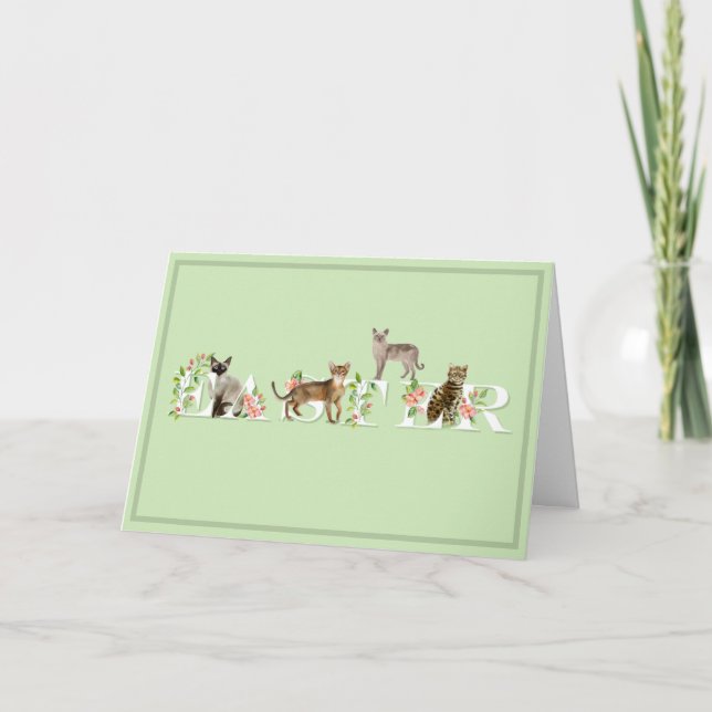 Niedliche Osterkarte von Katzen Karte (Vorderseite)
