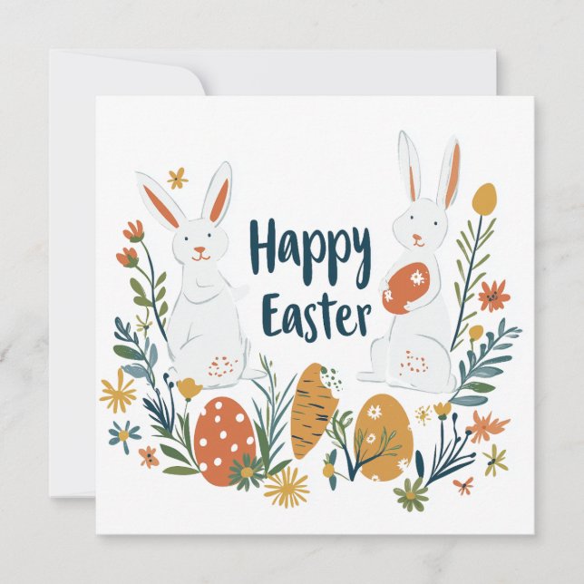 Niedliche Osterkarte "Zwei Bunnies" Feiertagskarte (Vorderseite)