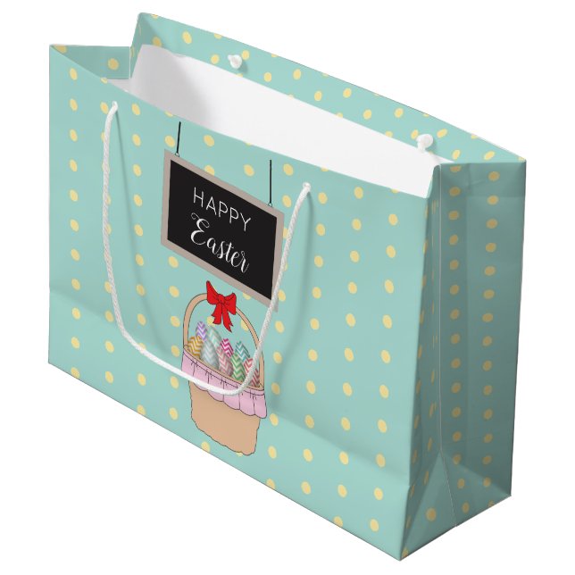 Niedliche Osterkörbe und Pastelleier Große Geschenktüte (Vorderseite Schrägansicht)
