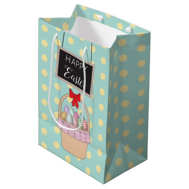 Niedliche Osterkörbe und Pastelleier Mittlere Geschenktüte (Vorderseite Schrägansicht)