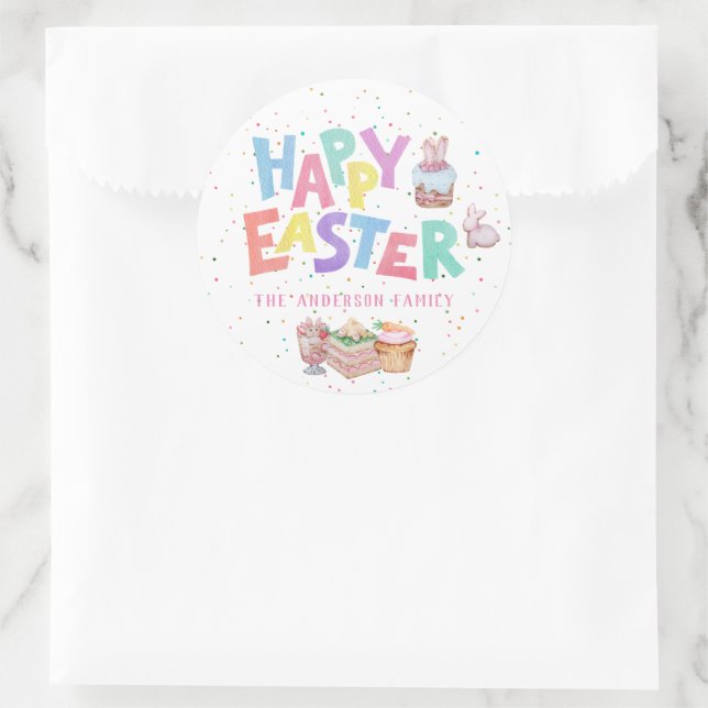 Niedliche OsterLeckereien | Farbenfrohe Ostern Runder Aufkleber (Tasche)
