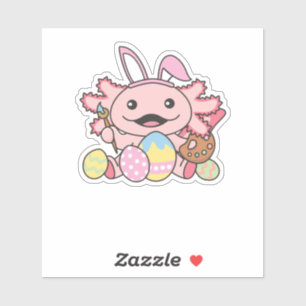Niedliche Ostern Axolotl mit Ostern-Eiern als Oste Aufkleber