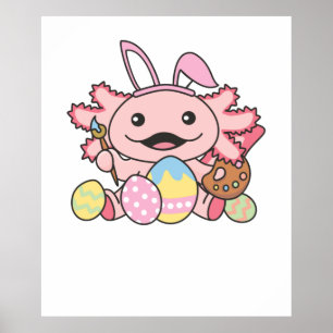 Niedliche Ostern Axolotl mit Ostern-Eiern als Oste Poster