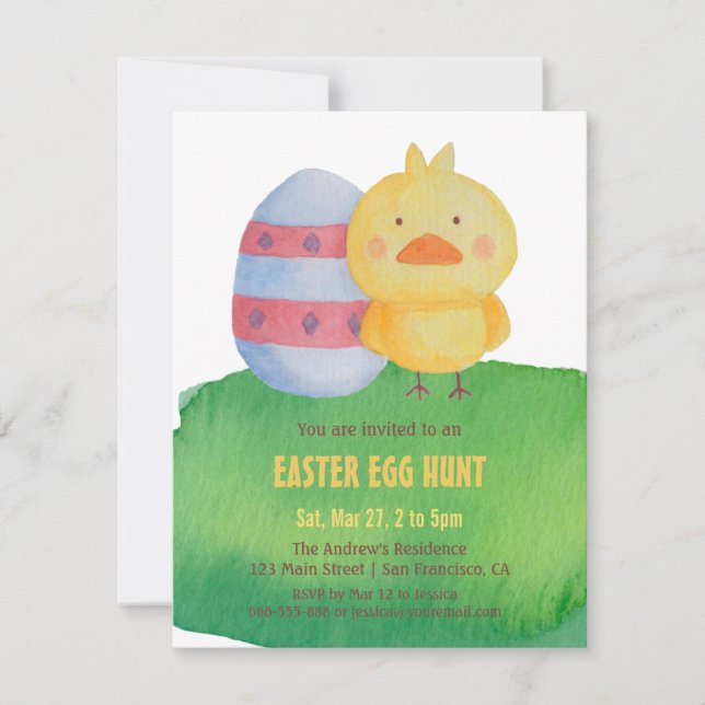 Niedliche Ostern-Küken-Ei-Jagd-Party Einladungen (Vorderseite)