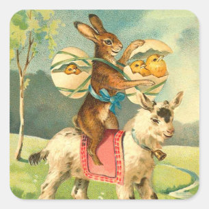 Niedliche Ostersonnenklammer Quadratischer Aufkleber