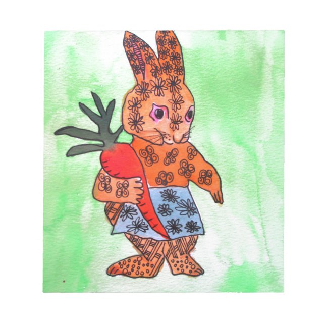 Niedliche Ostersonnige Illustration mit Orangenkar Notizblock (Vorderseite)