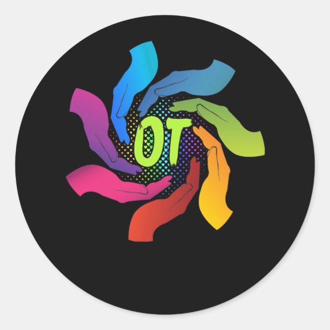 Niedliche OT-Hands-Arbeitstherapie Runder Aufkleber (Vorderseite)
