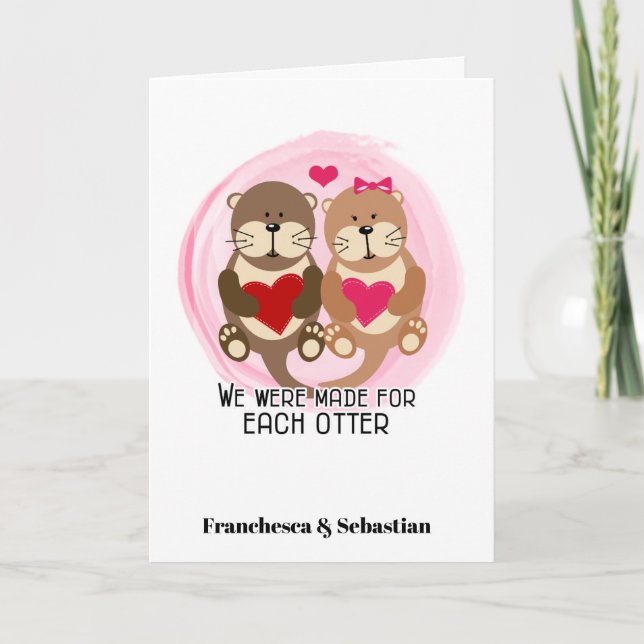 Niedliche Otter am Valentinstag Karte (Vorderseite)