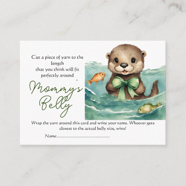 Niedliche Otter Baby Bump Game Guess Mama Bauchgrö Begleitkarte (Vorderseite)