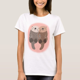 Niedliche Otter Couple Locking Arme Happy Otter Gr T-Shirt