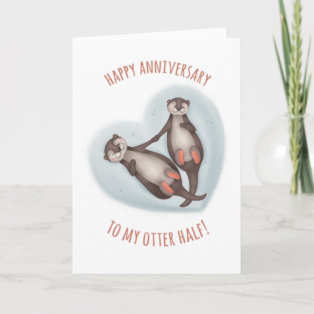 Niedliche Otter Halbjubiläumskarte Karte (Vorderseite)