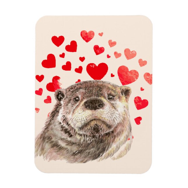 Niedliche Otter Hearts senden Liebe Tier Magnet (Vertikal)