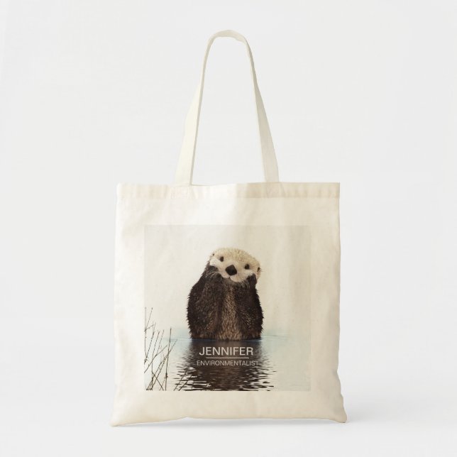 Niedliche Otter Wildlife Image Personalisiert Tragetasche (Vorne)