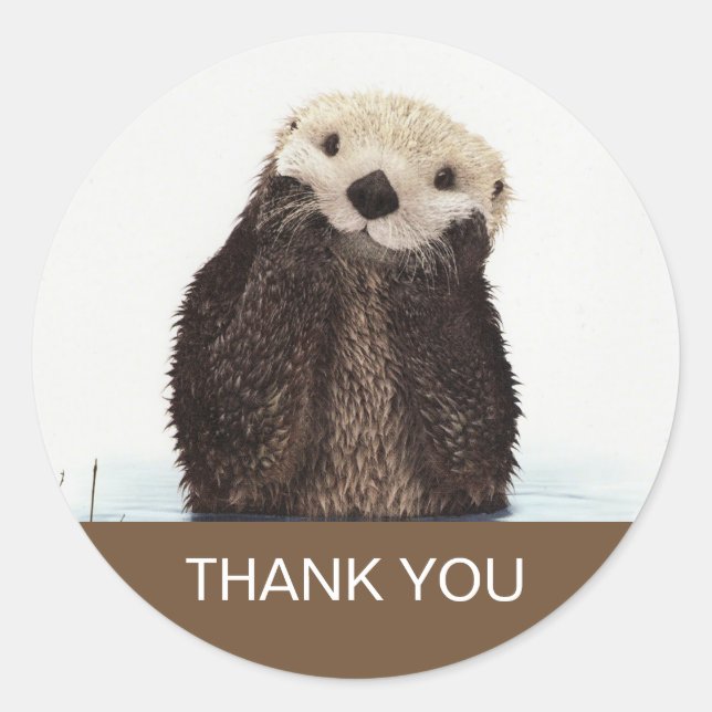Niedliche Otter Wildlife Image Vielen Dank Runder Aufkleber (Vorderseite)