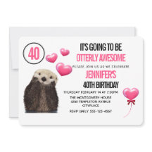 Niedliche Otter Wildlife mit rosa Herzen Geburtsta