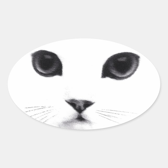 Niedliche Oval Kitty Cat Face Ovaler Aufkleber (Vorderseite)