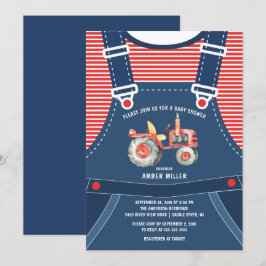Niedliche Overalls Farm Traktor Kinderdusche Einla Einladung