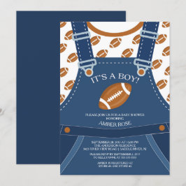 Niedliche Overalls FOOTBALL Kinderdusche Einladung
