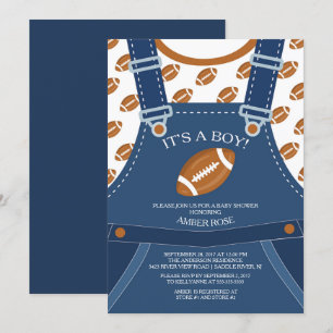 Niedliche Overalls FOOTBALL Kinderdusche Einladung