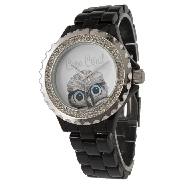 Niedliche Owl Capcoral Florida - Burrowing Owl Wat Armbanduhr (Schrägansicht)