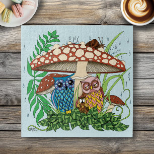 Niedliche Owl Family Pilzregen