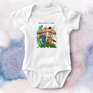 Niedliche Owl Family Pilzregen Baby Strampler