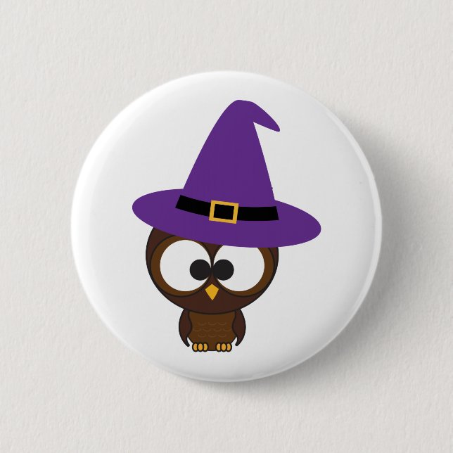 Niedliche Owl Hexe Button (Vorderseite)