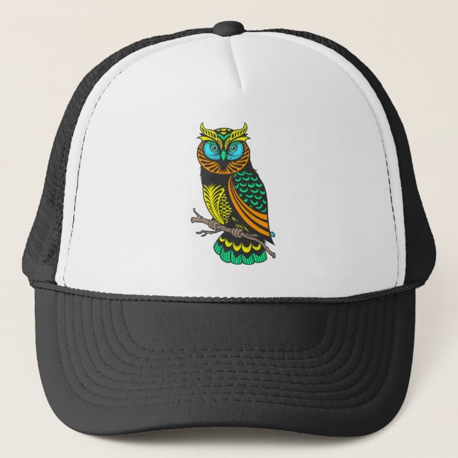 Niedliche Owl Illustration Halloween Addition Truckerkappe (Vorderseite)