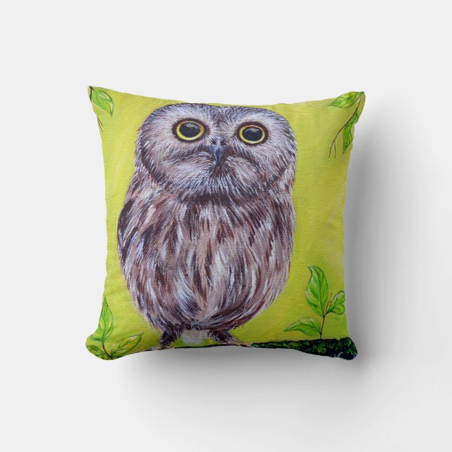 Niedliche Owl-Malerei Kissen (Vorderseite)